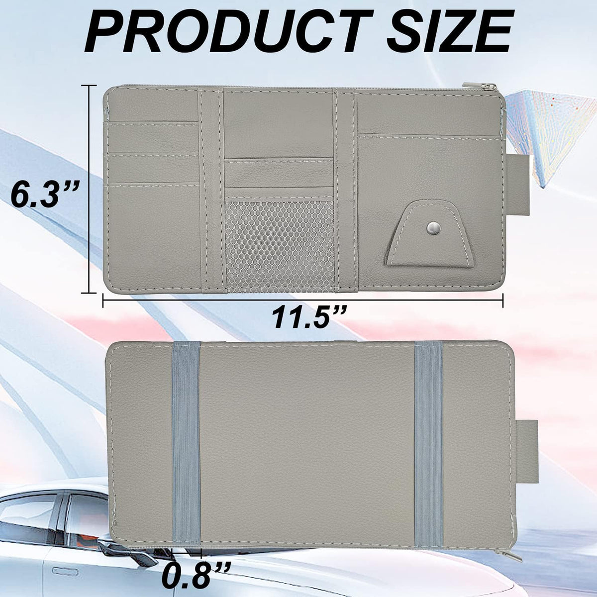 Keedolla Car Sun Visor Organizer, Truck Visor Organizer Car Sun Storage Pocket Pouch Case Bag for Sunglasses, Cards, Pens and Document - Pink