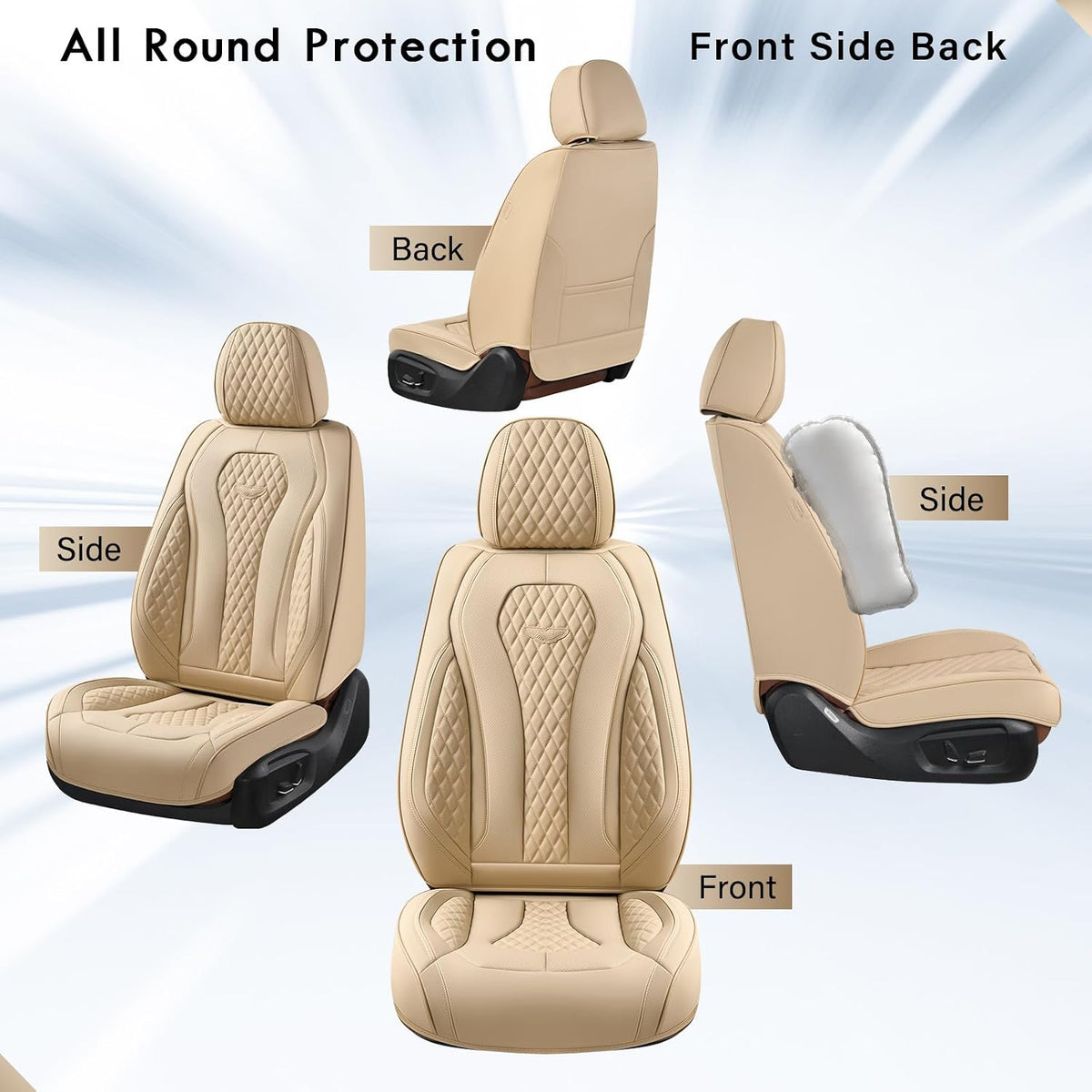Coverado Seat Covers, Car Seat Covers Full Set, Black Car Seat Cover, Car Seat Covers Front Seats Back Seat Cover, Waterproof Car Seat Cushion, Leather Seat Covers Seat Protector Fit for Most Cars