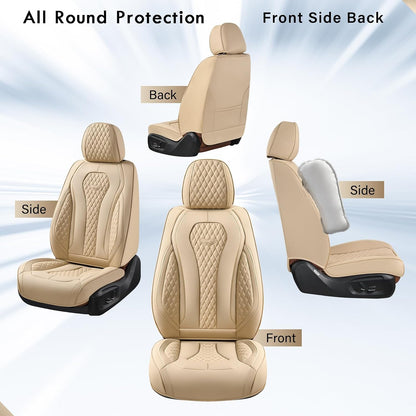Coverado Seat Covers, Car Seat Covers Full Set, Black Car Seat Cover, Car Seat Covers Front Seats Back Seat Cover, Waterproof Car Seat Cushion, Leather Seat Covers Seat Protector Fit for Most Cars