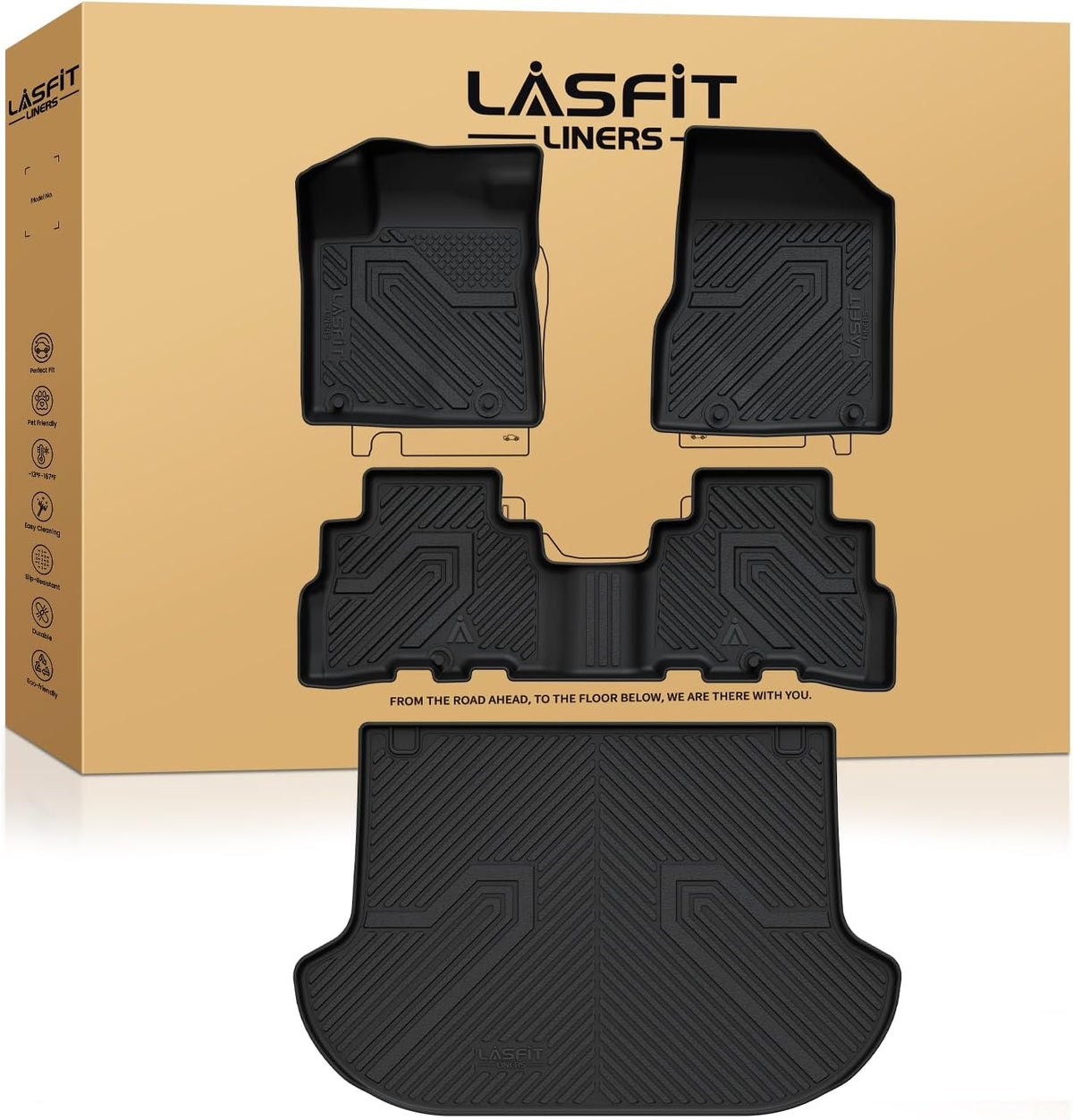 LASFIT Floor Mats Fits for Hyundai Sonata 2020-2026 (Only for FWD & Gas) & Kia K5 2021-2025 (Only for FWD) Custom Fit TPE All Weather Floor Liners Car Mats Accessories, Black