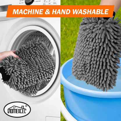 HOMEXCEL Car Wash Mitt, 2PK Chenille Microfiber Wash Mitt, Scratch-Free & Lint-Free, Rich Foam, Highly Absorbent, Double Sided, Perfect for Car Washing and Detailing, 10.2" x 6.7 ", Blue