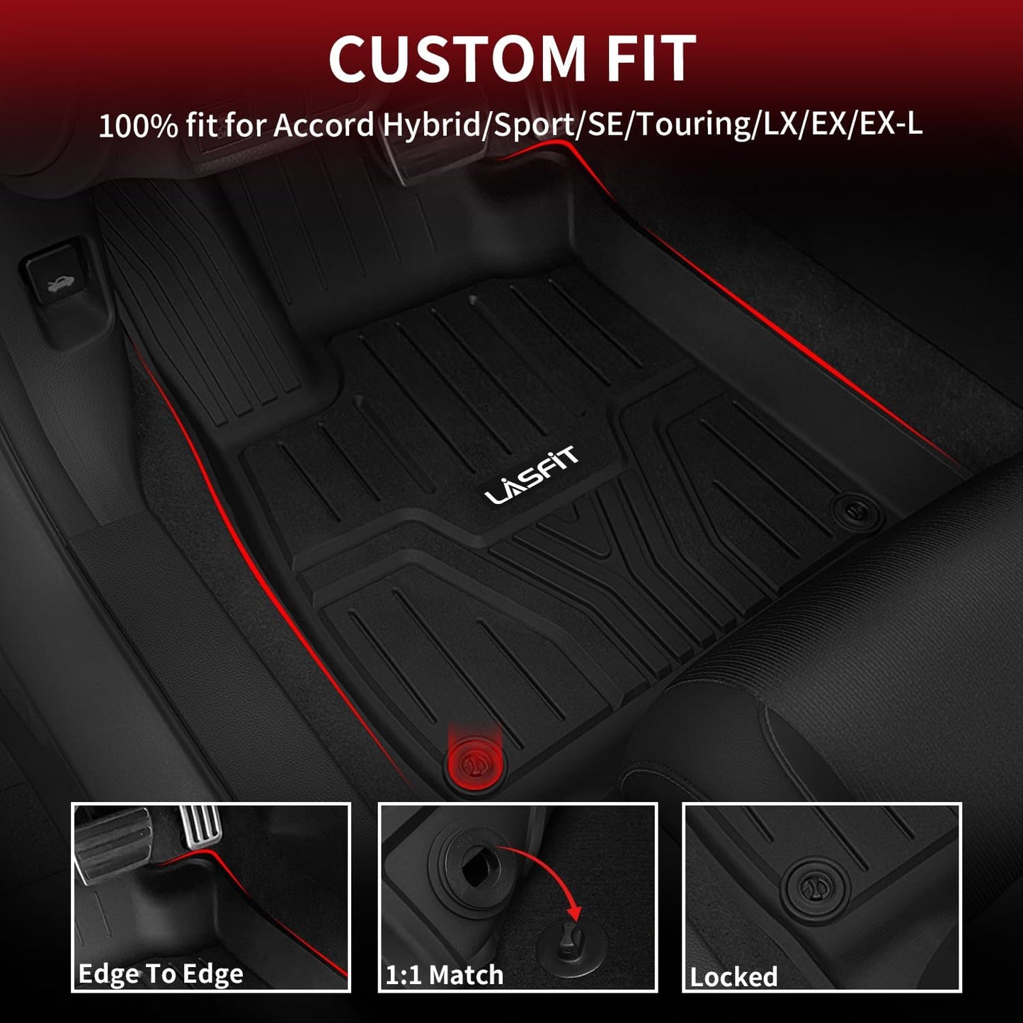 LASFIT Cargo Liner for Honda CR-V 2026 2025 2024 2023 (Gasoline & Hybrid & e:FCEV) All Weather TPE Car Trunk Mat (Upper Position), Cargo Only Black