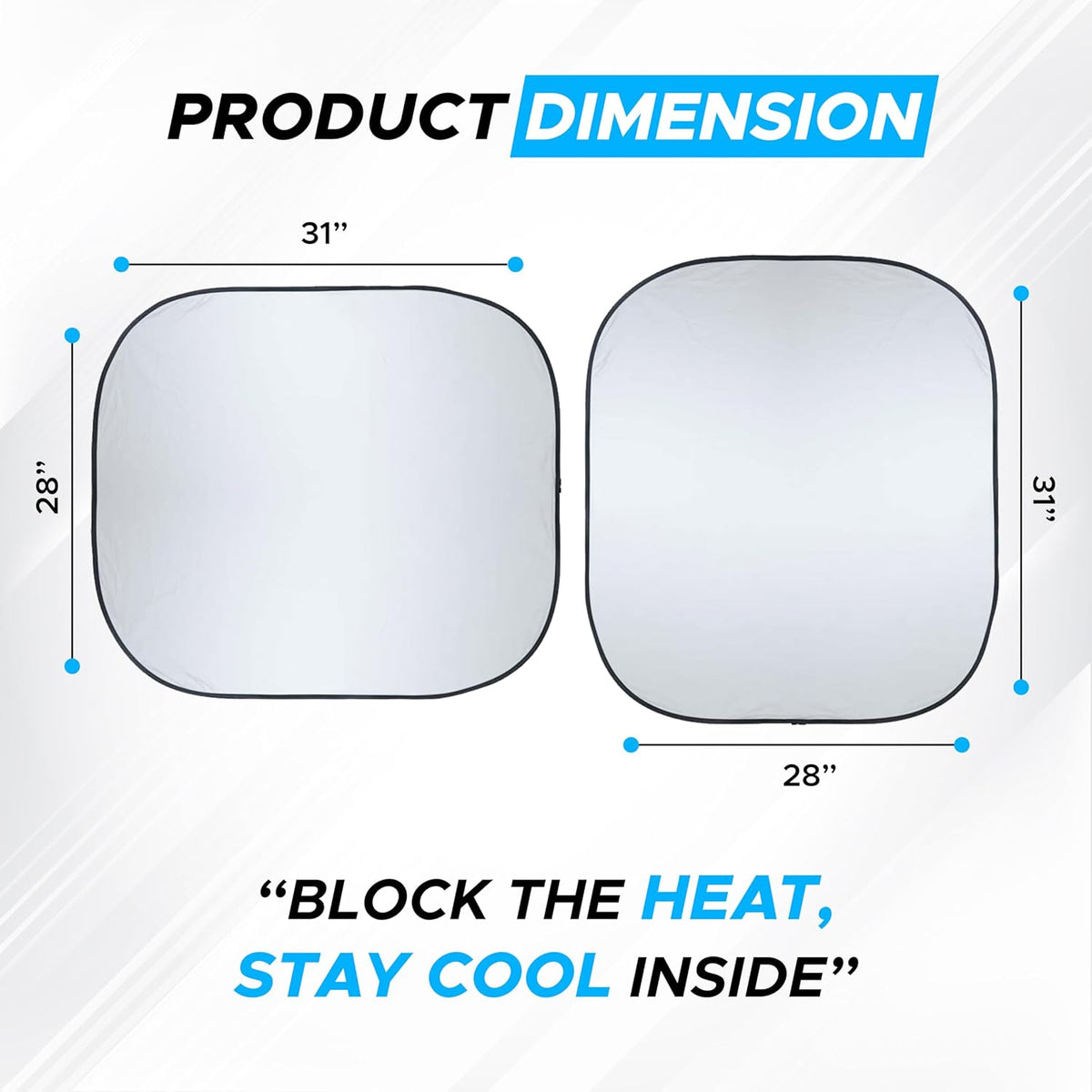 Autovir Car Windshield Sun Shade Foldable | Front Windshield Shade for Sun, Heat and UV Rays | Sunshade for Car Front Window and Interior Sun Protection | Medium (28 x 31 inches)