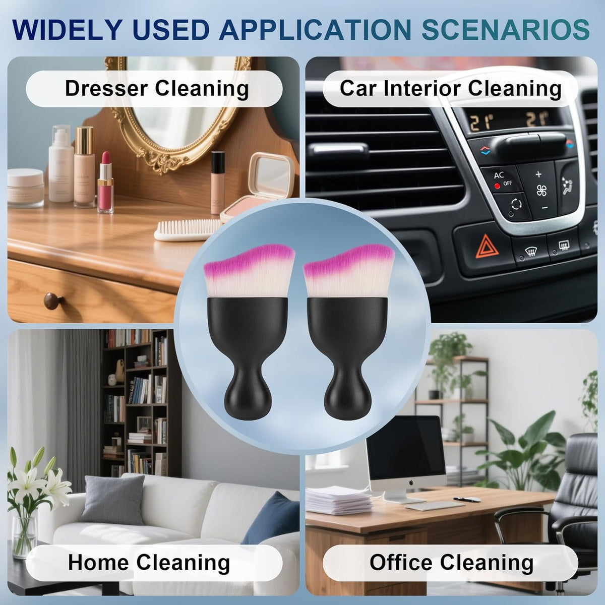 Amrules 2PCS Car Interior Detailing Brush, Auto Car Detailing Brush Dusting Brush, Soft Bristles Car Interior Cleaning Tool for Dashboard Interior, Exterior, Skylight, Leather, Dust Brush, Brown
