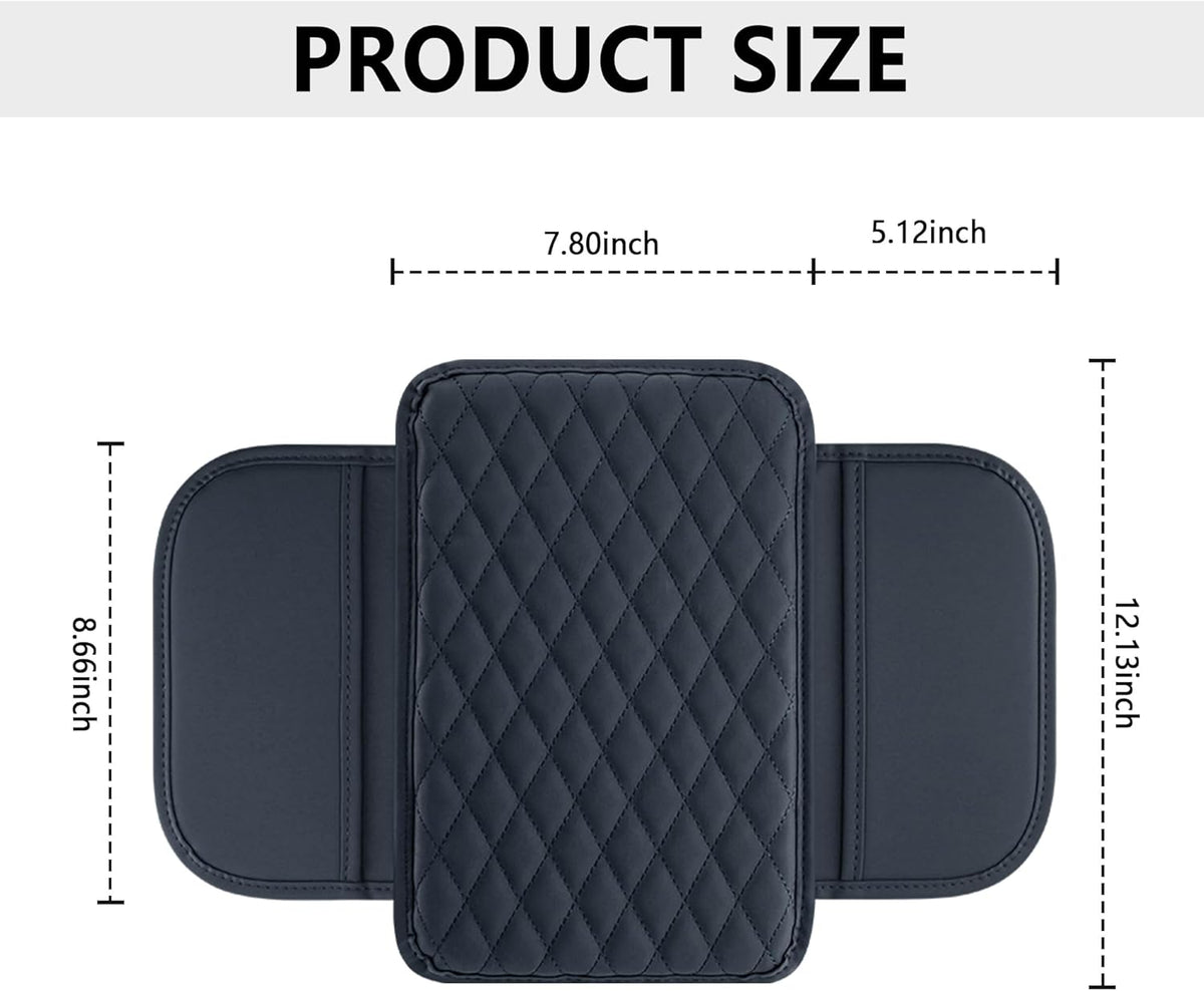 Stacool Upgraded Car Center Console Cover,Microfiber Leather Car Armrest Cover Cushion with 2 Storage Bags,Universal Car Armrest Storage Box (Black)