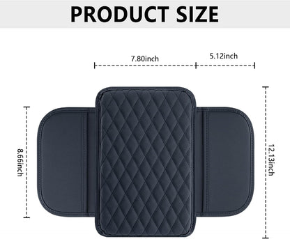 Stacool Upgraded Car Center Console Cover,Microfiber Leather Car Armrest Cover Cushion with 2 Storage Bags,Universal Car Armrest Storage Box (Black)