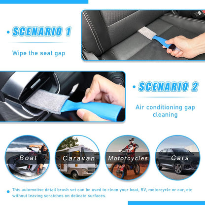 Ziciner 2 PCS Double Head Brush for Car Clean, Soft Auto Interior Duster Detailing Brushes, Universal Vehicle Dashboard Screen, Air Vents, Computer etc Cleaning Tool Accessories (Black)