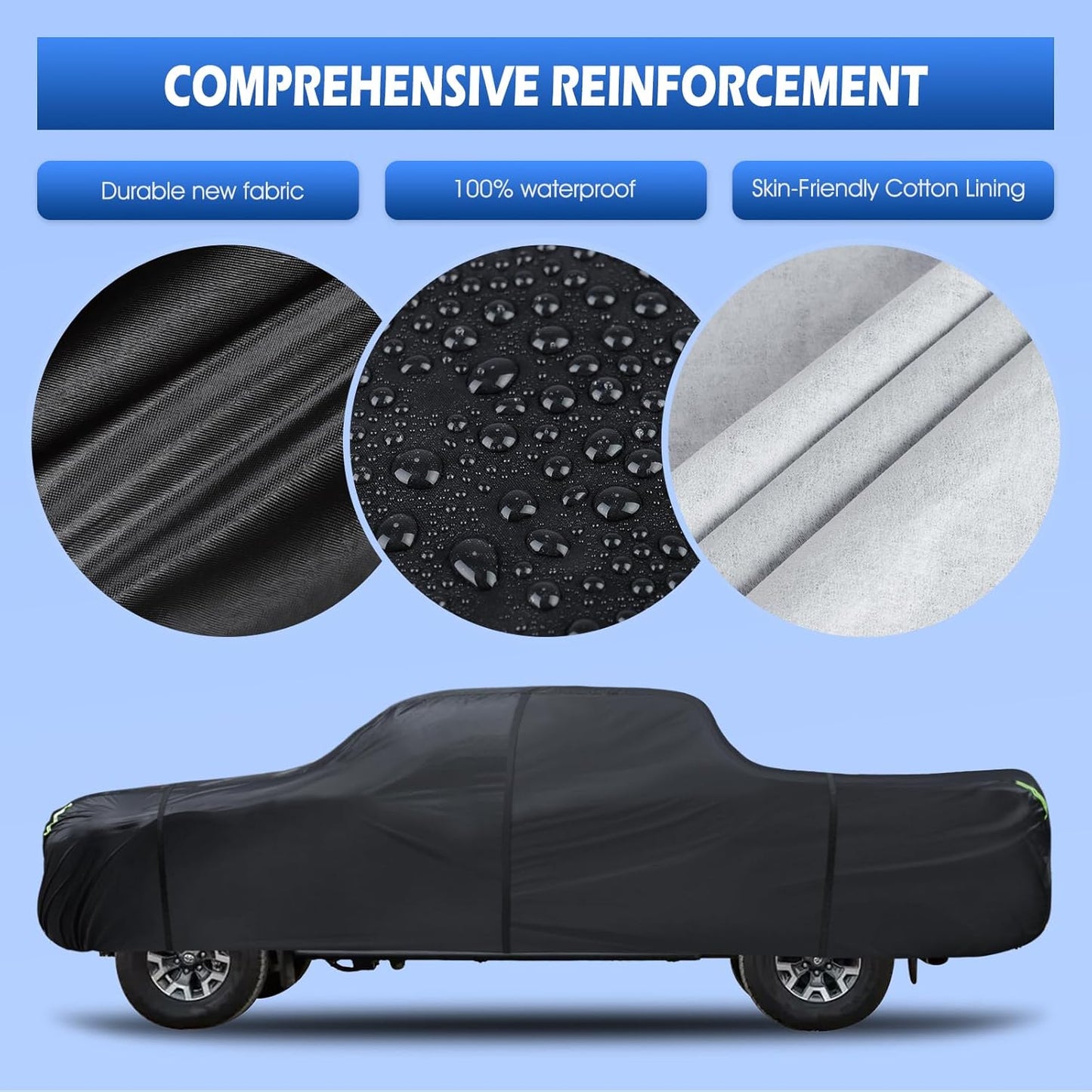 6 Layers Car Cover Waterproof All Weather for Automobiles, Size A3 with Zipper Cotton Fit for Toyota Camry, Honda Accord, Ford Mustang, Chevy Camaro/Malibu,Kia Optima/K5 (187-198 inch)
