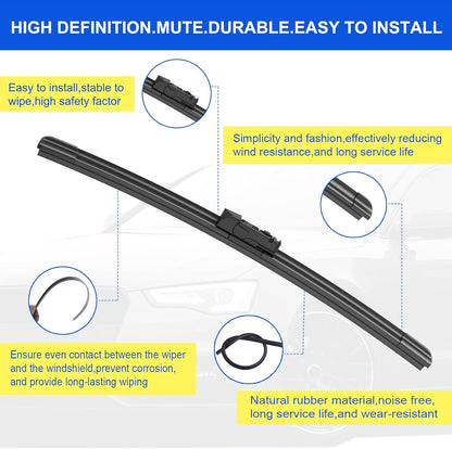 ANIKLUIM® 28"+28" Wiper Blades with 16" Rear Wiper Blade Set Replacement for 1996-2007 Caravan Town & Country Windshield Wipers Original Factory Quality (Pack of 3) - Colors B