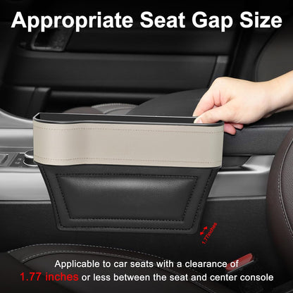Car Seat Gap Filler Organizer, 2 Pack Multifunctional Car Seat Organizer, Auto Console Side Storage Box with Cup Holders 2 Seat Hooks for Drink, Car Organizer Front Seat for Holding Phone, Sunglasses
