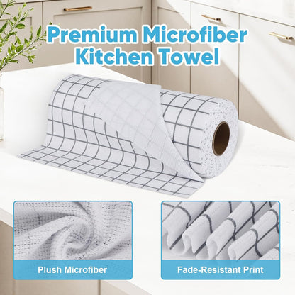 AIDEA Microfiber Cleaning Cloth Roll, Grey 75PK, Reusable Paper Towels Tear Away Cloth, Microfiber Towels for Cars, Wash Cloths, Lint Free Rags for House, Kitchen,Window,Cleaning Supplies 11.5"×11.5"