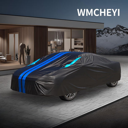 Car Cover Waterproof All Weather,6 Layers Car Covers for Automobiles, Full Exterior Cover with Zipper, Outdoor Car Cover Sun UV Rain Snow Wind Protection, Fit for 185"(185*70*59 inch)Sedan