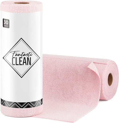 Fantasticlean Microfiber Cleaning Cloth Roll -75 Pack, Tear Away Microfiber Towels, 12" x 12", Reusable, Washable, Scratch Free, Ultra Absorbent for All-Around Cleaning Supplies (DimGray)