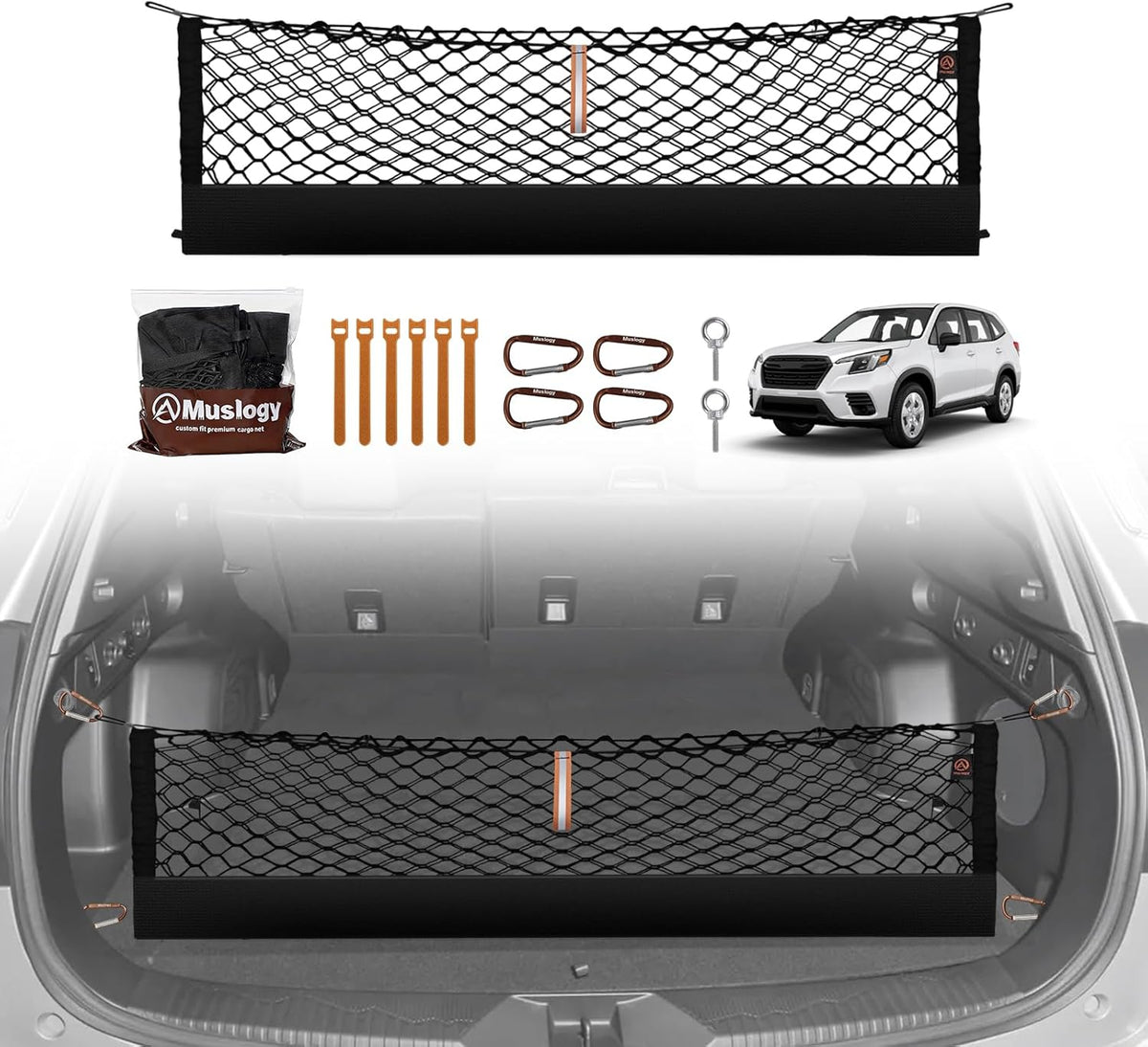 Muslogy Truck Bed Cargo Net Trunk Netting Compatible with 2023-2025 2026 Honda CR-V Accessories, Pickup Cargo Organizer SUV Sedan Storage Net w/Heavy Duty Carabiners - Colors B