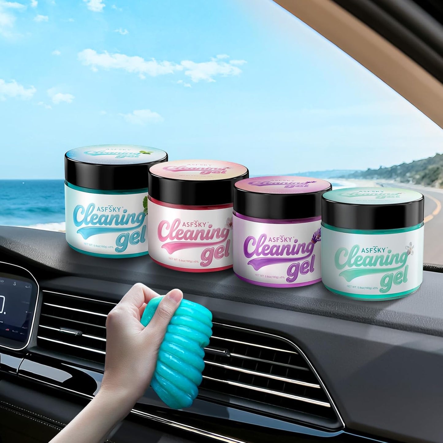 ASFSKY Car Cleaning Gel (Blue,Mint) Cleaning Putty Universal Dust Cleaning Car Interior Cleaner Keyboard Dust Remover Car Slime Gifts for Men Women girl（1 pack）