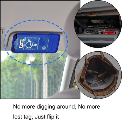 Handicap Placard Holder for Auto, Wisdompro Disabled Parking Permit Sign Protector for Car Sun Visor with Note Paper Slot, Pen Holder and Elastic Strap - Black