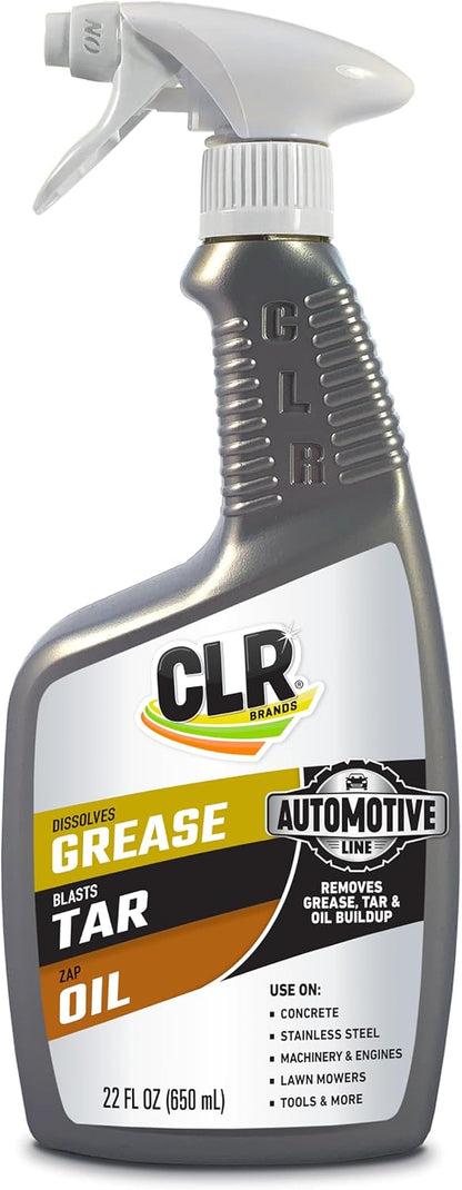 CLR Brands Automotive Grease, Tar & Oil Remover, 22 oz. Spray Bottle, Non-Abrasive, Dissolves Grease, Blasts Tar, Zaps Oil from Garage Floors and Machinery