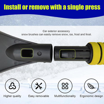 Dickno 24 Inch Car Snow Scraper and Brush, Detachable Scratch Free Ice Scraper with Ergonomic Foam Grip, Universal Winter Snow Removal Tool for Car Windshield Window (Black)