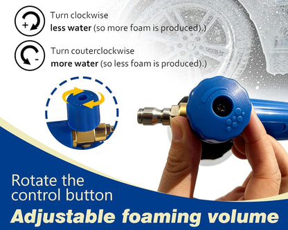 ESP Foam Cannon Snow Foam Lance Pressure Power Jet Washer Quick Release Adjustable Nozzle with 1 Liter Bottle Washing Mitts 1 Towel