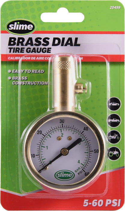 Slime 20049 Tire Pressure Gauge, Large Face Dial Analogue Gauge, 5-60 PSI