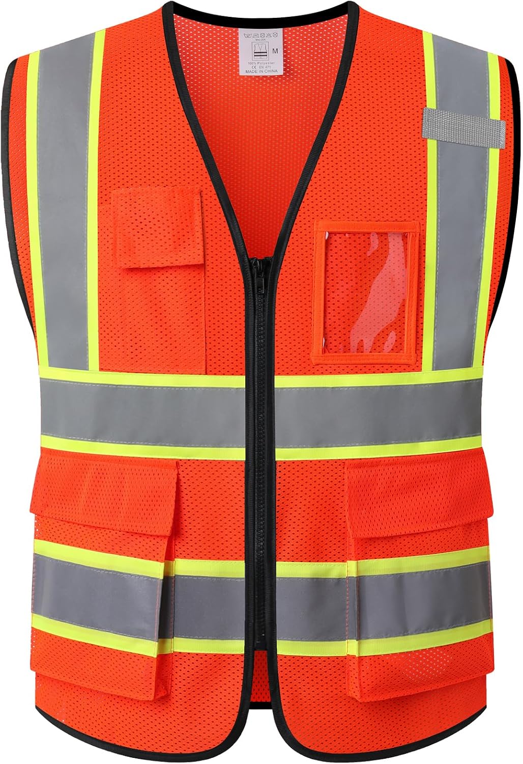 Reflective Mesh Safety Vest for Men Women with 5 Pockets and Zipper Front High Visibility Mesh Vest Hi Vis Construction Work Vest,Meets ANSI/ISEA Standards(EK175-Yellow-L)