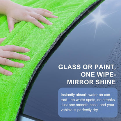 2 Pack XL Car Drying Towel – 1300GSM Ultra Absorbent Microfiber, 24"x36" Large Size, Twisted Loop, Lint-Free & Streak-Free for Auto Detailing, Car, SUV, Truck (Gray-Gray)