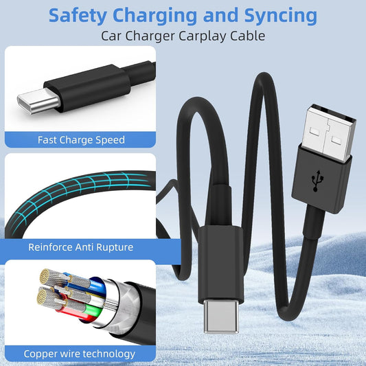 USB to USB C Cable, 2Pack [3FT+6FT] Car Carplay Charging for iPhone 17 Charger Cord, for Apple 17 Air/16/15/Pro/Pro Max/Plus USB A to Type C Cable, for iPad Pro 12.9/11, Air 5th/4th Gen