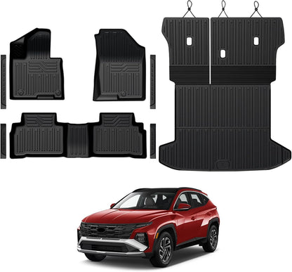 Floor Mats for Hyundai Elantra Gas 2021-2026, All Weather Floor Mats Trunk Cargo Liner and Door Sill Guards Accessories, Full Coverage Set (Not fit Hybrid Models)