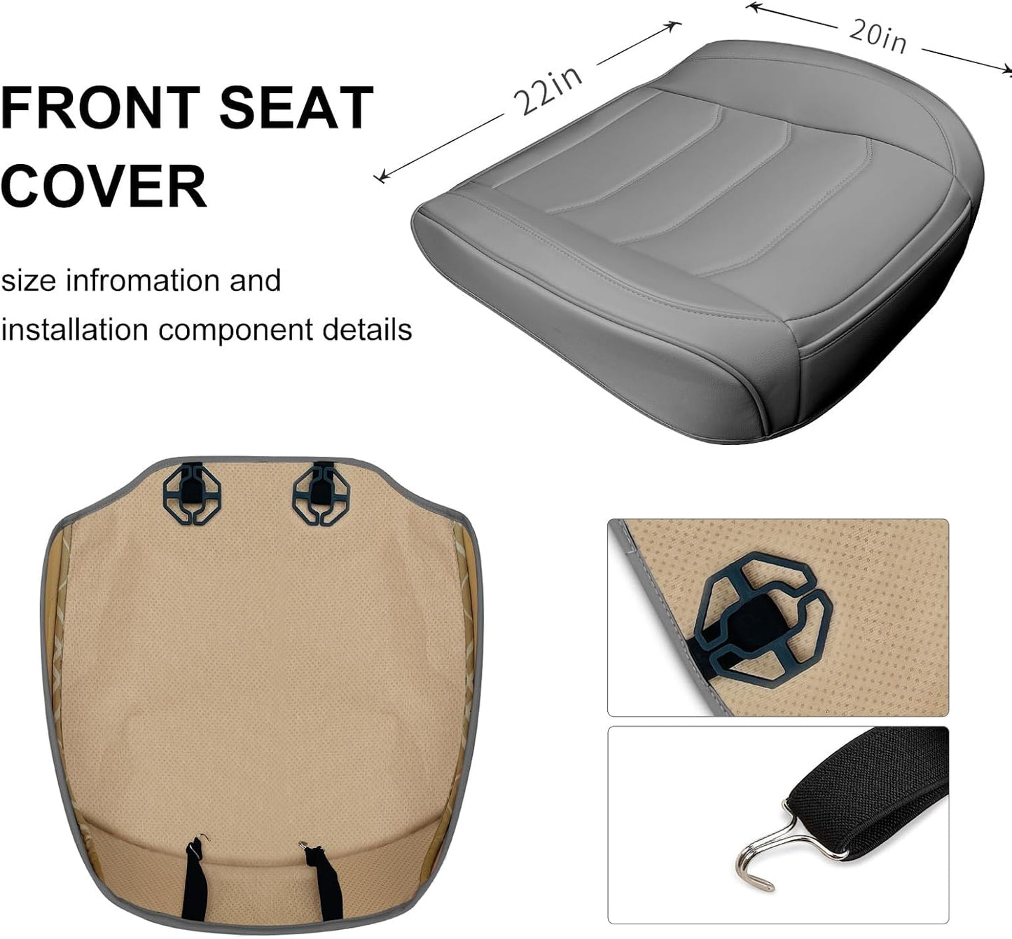 BOPUOVRE Car Seat Cover for Luxury & Comfort - PU Leather, Anti-Slip, Full Wrap Protection with Storage Pocket for Bottom Cushion - Universal Fit for 95% of Vehicles (Black,1 Piece)