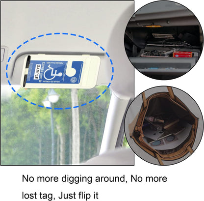 Handicap Placard Holder for Auto, Wisdompro Disabled Parking Permit Sign Protector for Car Sun Visor with Note Paper Slot, Pen Holder and Elastic Strap - Black