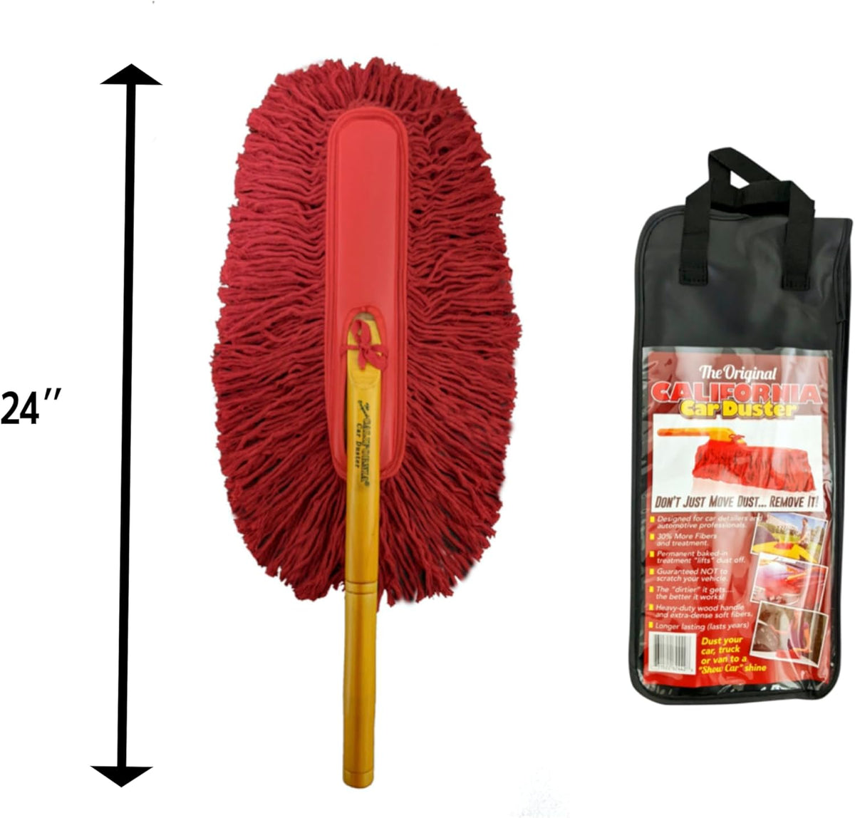 California Car Duster 62442 Standard Car Duster with Wooden Handle,Red