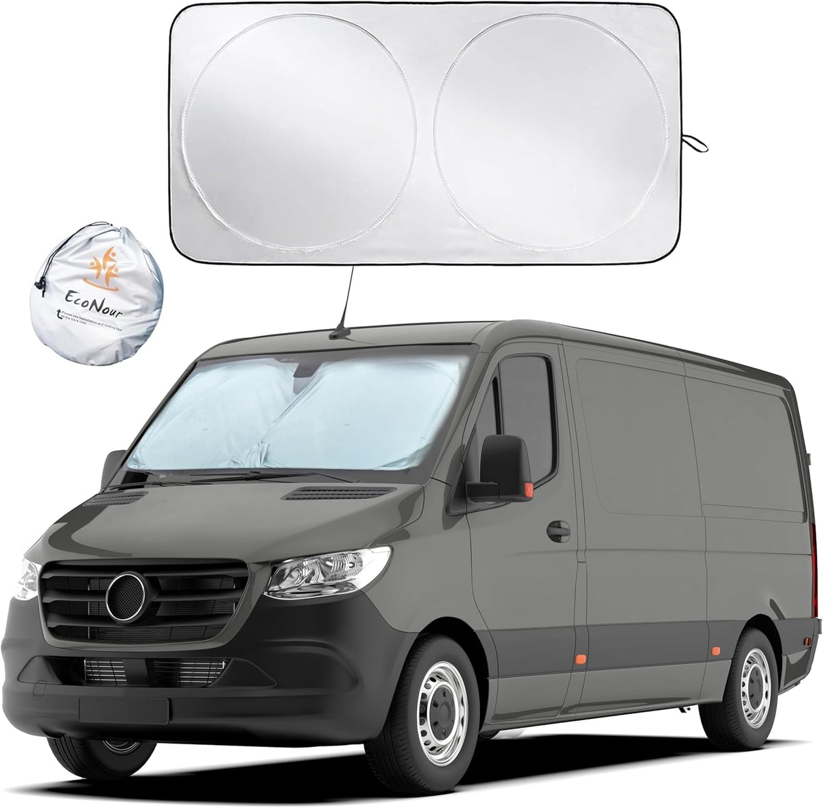 EcoNour Car Windshield Sun Shade | 2025 Upgraded Innovative No-Light-Pass Technology for Maximum Coverage | Foldable Sun Shade Keeps Your Vehicle Cool | Must-Have Car Accessories | Small (59" x 29") - Colors E