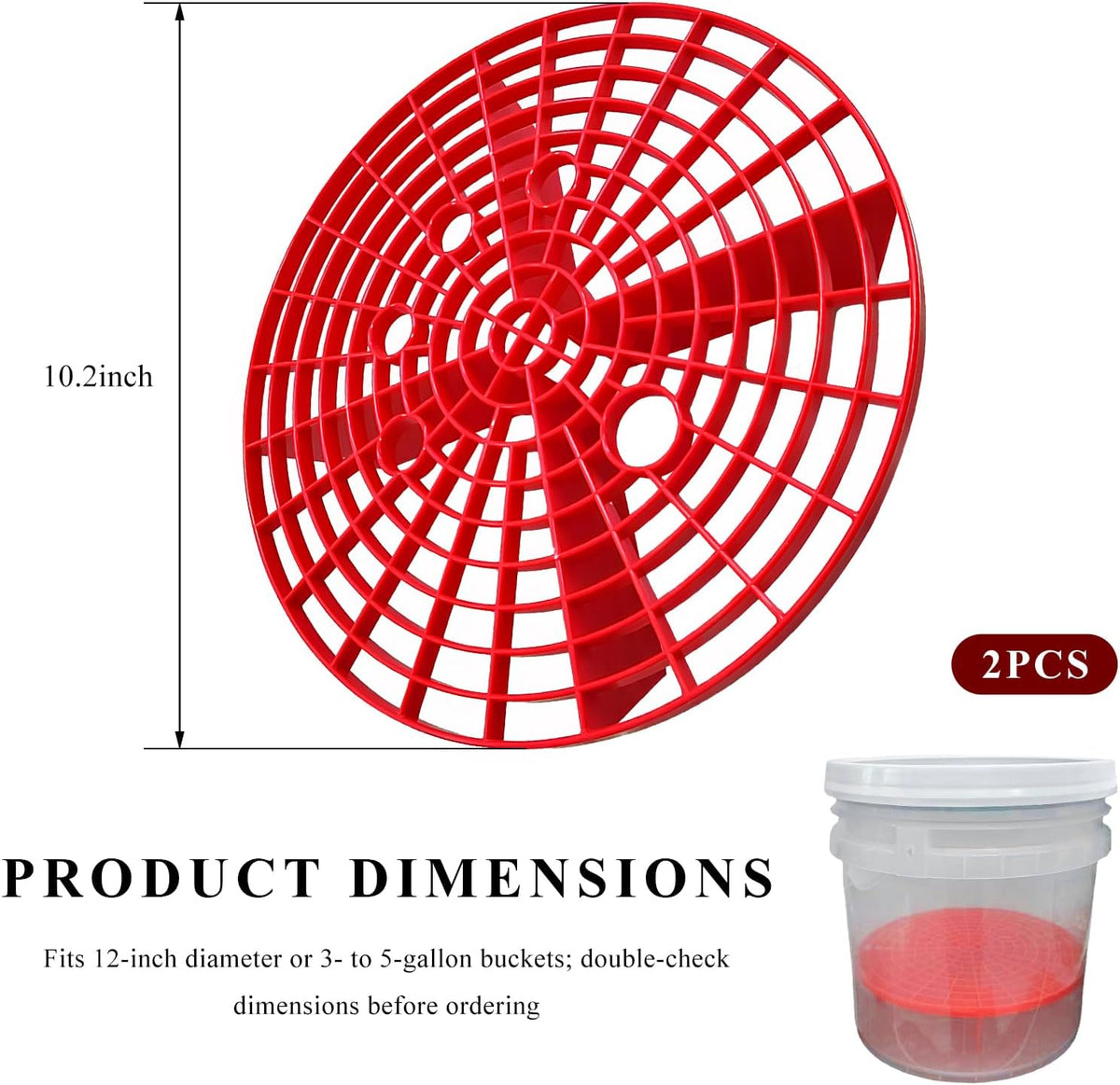 2 PCS Car Wash Bucket Inserts, Detail Grit Trap Kit Helps Removes Dirt & Debris from Wash Mitt, Automotive Detail Filter Washing Tool for 12-Inch Diameter Buckets (Black)