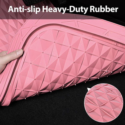 CAR PASS Heavy Duty Rubber Car Mats, Deep Dish All-Weather Floor Mat for Car Full Set Durable Anti-Slip 3D Rhombus Waterproof Trim to Fit Liner Universal Fit Automotive,Sedan,SUV,Truck, 3 Piece Black