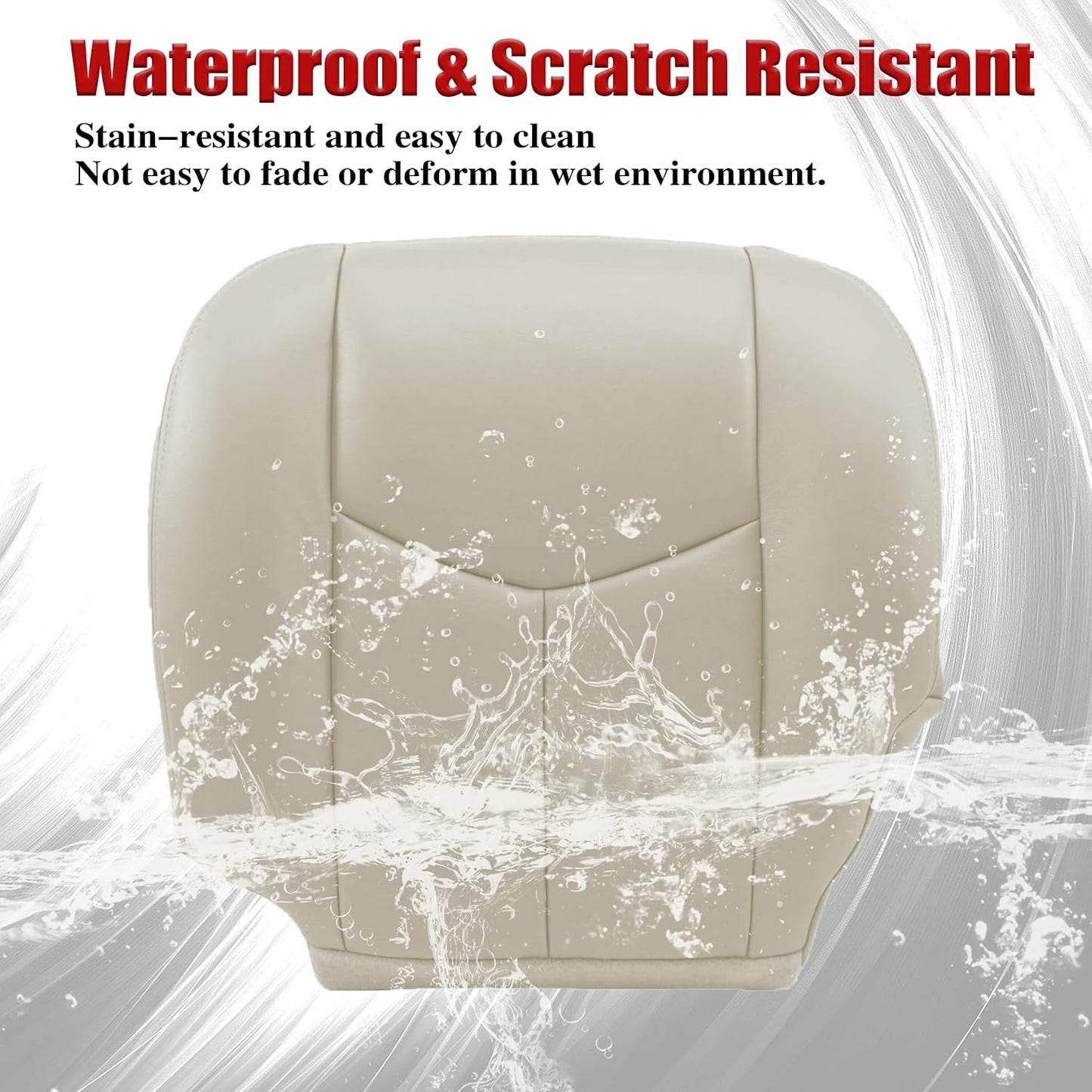 NLQR #522 Light Tan Front Driver Bottom Replacement Seat Cover Microfiber Leather Compatible with Chevy Avalanche Tahoe Suburban GMC Yukon XL 2003 2004 2005 2006