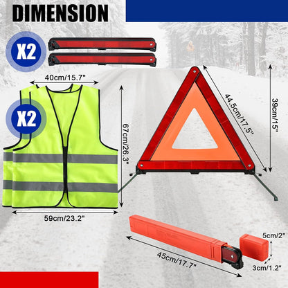 NYXOVA Warning Triangle Kit with Reflective Warning Vest, Reflective Warning Road Safety Triangle Kit, Foldable Safety Triangle Kit Road Emergency Warning Reflector