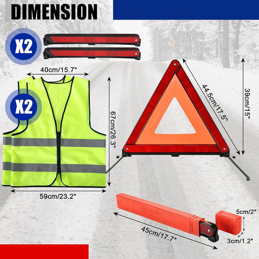 NYXOVA Warning Triangle Kit with Reflective Warning Vest, Reflective Warning Road Safety Triangle Kit, Foldable Safety Triangle Kit Road Emergency Warning Reflector