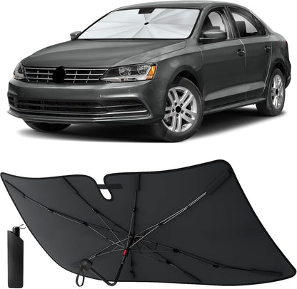 Econour Windshields Sun Shade for Car | Medium Foldable Car Sunshade & Window Tint | UV & Heat Protection Front Window Sun Shield, Keeps Interior Cool, Fits Sedans SUVs & Trucks (57” x 33”)