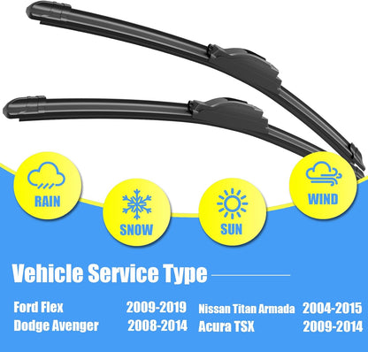 Gavimnal® 28"+17" Silicone Wiper Blades Replacement For Nissan Altima 2007-2015,Maxima 2009-2014,All-Season Front Windshield Wiper Blades(Set of 2)