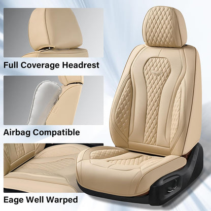 Coverado Seat Covers, Car Seat Covers Full Set, Black Car Seat Cover, Car Seat Covers Front Seats Back Seat Cover, Waterproof Car Seat Cushion, Leather Seat Covers Seat Protector Fit for Most Cars