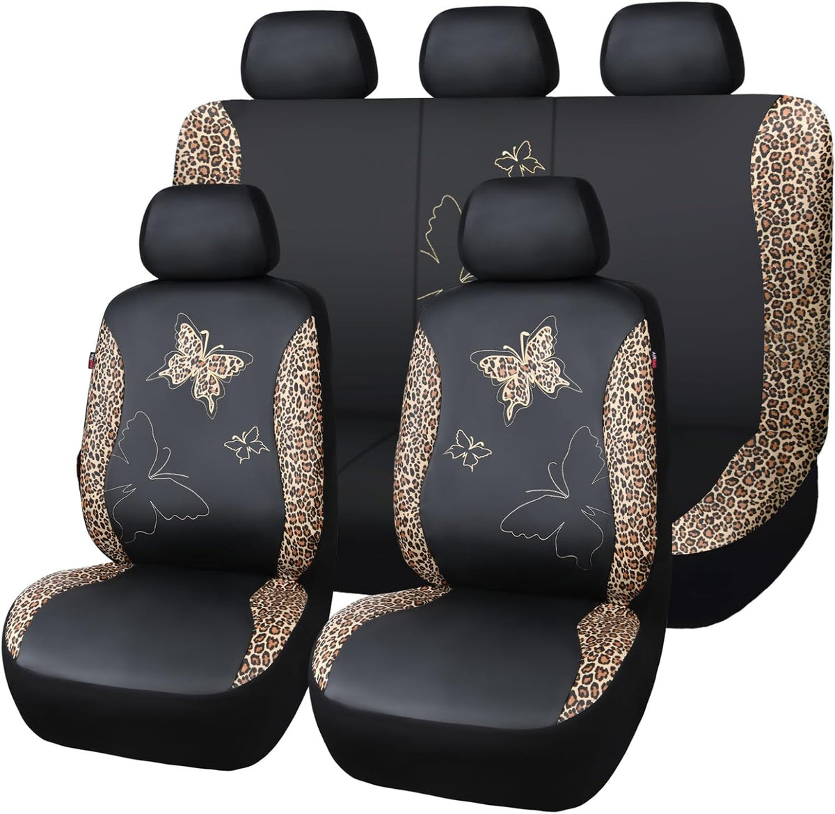 Flying Banner Butterfly car seat Covers ful Set Fashion Universal Lady Woman Female Rear Bench Split Colorized (Pink, 2 Fronts - Lace)