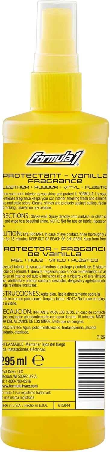 Formula 1 Interior Detailing Protectant Spray, Car Interior Cleaner with Lasting Strawberry Fragrance and UV Protection, Safe for Vinyl, Rubber, Plastic, & Dashboard - 10oz