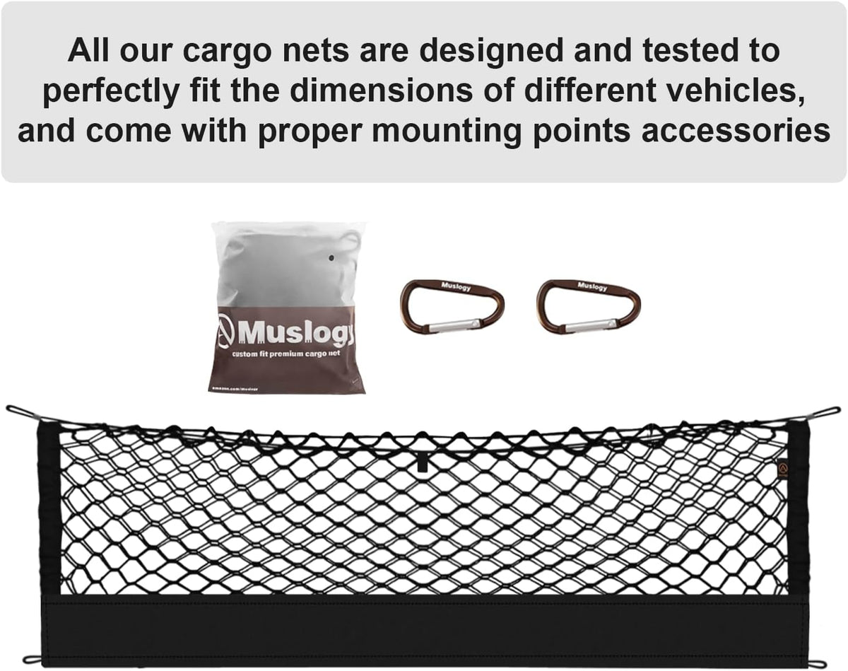 Muslogy Truck Bed Cargo Net Trunk Netting Compatible with 2023-2025 2026 Honda CR-V Accessories, Pickup Cargo Organizer SUV Sedan Storage Net w/Heavy Duty Carabiners - Colors A