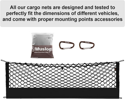 Muslogy Truck Bed Cargo Net Trunk Netting Compatible with 2023-2025 2026 Honda CR-V Accessories, Pickup Cargo Organizer SUV Sedan Storage Net w/Heavy Duty Carabiners - Colors A