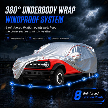 Car Cover for Sedan, Waterproof All Weather Heavy Duty, 360° Underbody Wrap Windproof Design, Quick Install Outdoor Vehicle Cover, Fits 186-193 in
