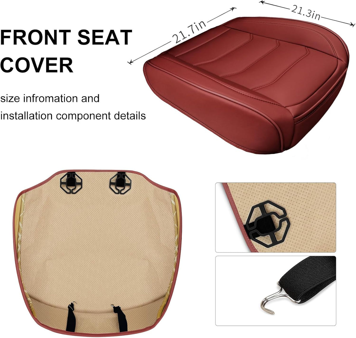 BOPUOVRE Car Seat Cover for Luxury & Comfort - PU Leather, Anti-Slip, Full Wrap Protection with Storage Pocket for Bottom Cushion - Universal Fit for 95% of Vehicles (Black,1 Piece)