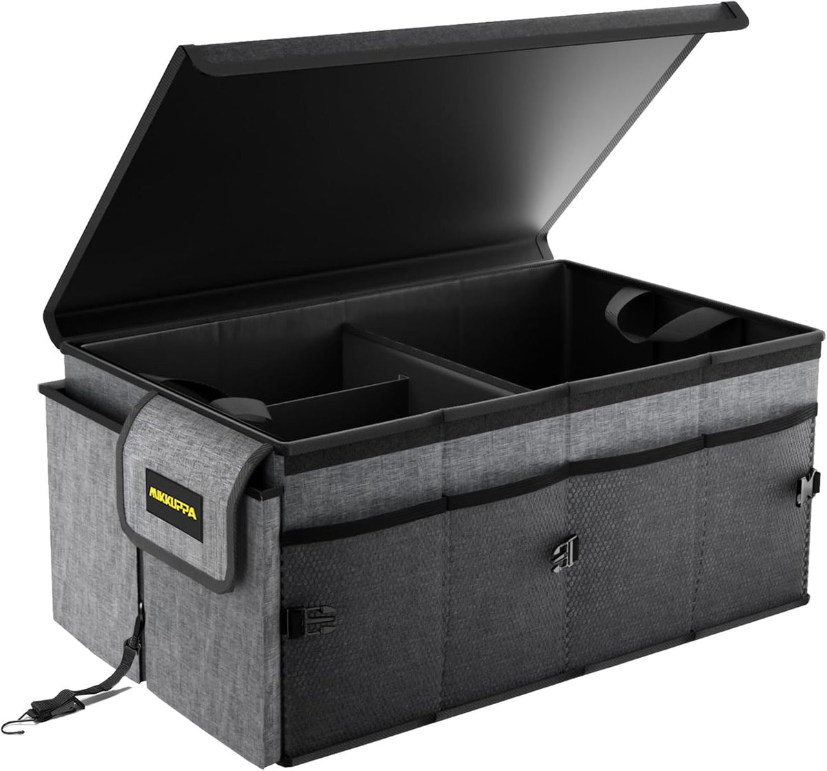 MIKKUPPA Car Trunk Organizer - 65L Collapsible Trunk Organizer with Lid, Sturdy Car Storage for SUV Auto Truck Van with Adjustable Straps and Non Slip Bottom (Black)
