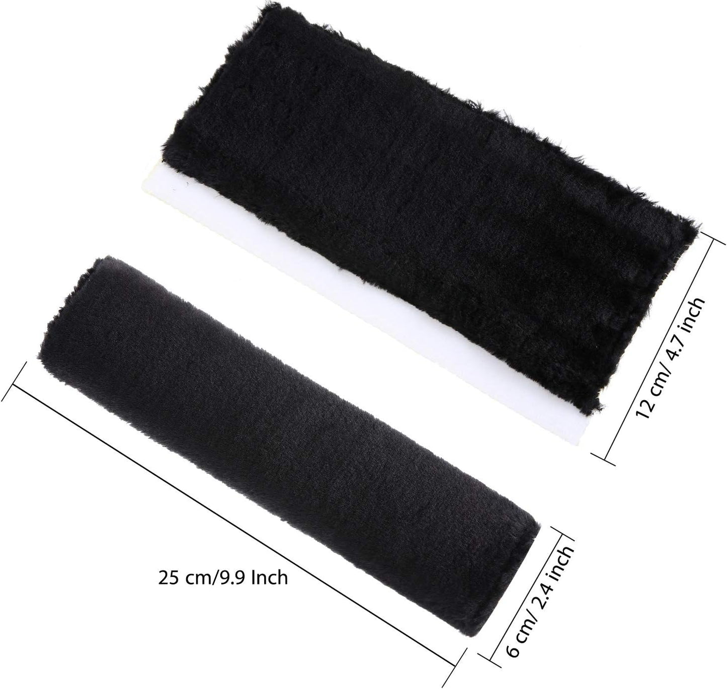 Boao 4 Pack Faux Sheepskin Car Seat Belt Pads Seatbelt Protector Soft Seat Belt Shoulder Strap Cover Comfort Harness Pad(Black, 9.9 Inch)