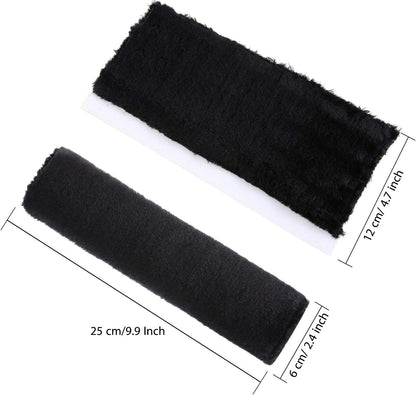 Boao 4 Pack Faux Sheepskin Car Seat Belt Pads Seatbelt Protector Soft Seat Belt Shoulder Strap Cover Comfort Harness Pad(Black, 9.9 Inch)