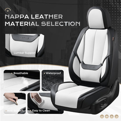 Coverado Seat Covers Full Set, Black Seat Covers for Cars 5 Seats, Car Seat Protector, Waterproof Nappa Leather Car Seat Cushion, Front and Rear Car Seat Cover Fit for Most Sedans SUV Pick-up Truck - Colors B